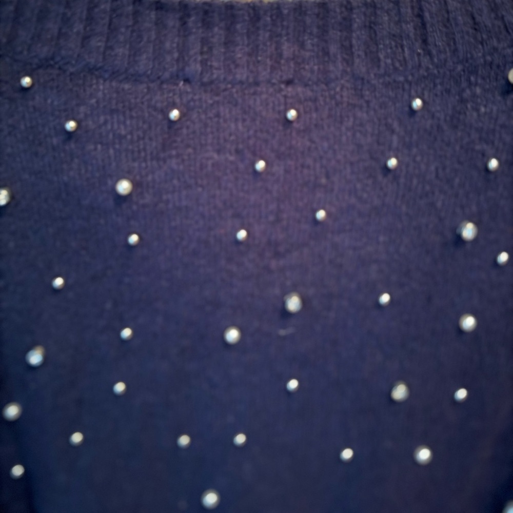 NWT Talbots Navy Crew Nexk Sweater w Faux Stone Accents SZ M - Picture 13 of 14